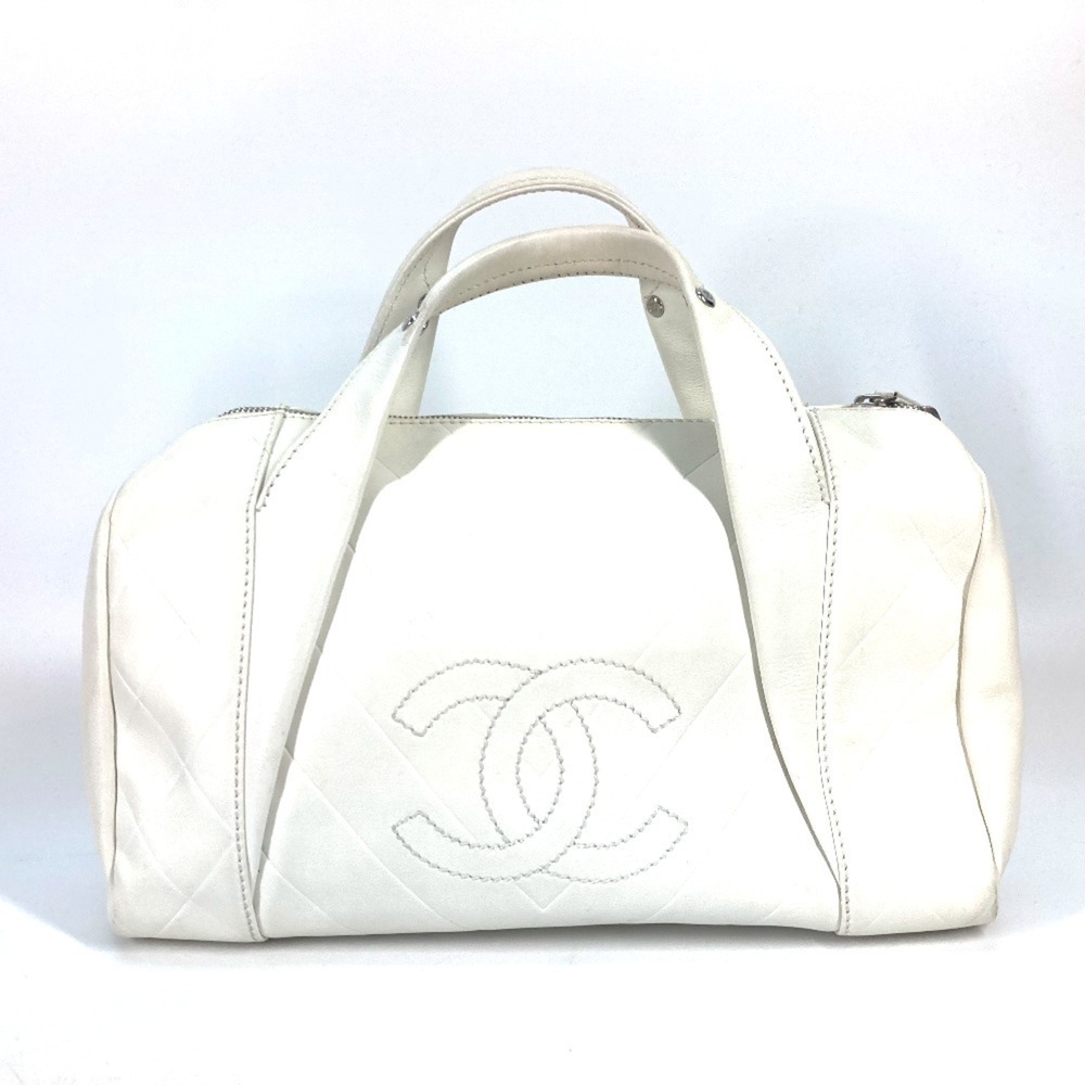 CHANEL White Boston Bag